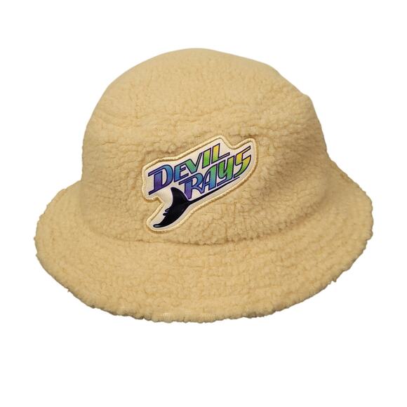 Tampa Bay Devil Rays MLB Sherpa Bucket Hat SGA T Pain Concert Cream EUC - Picture 1 of 15